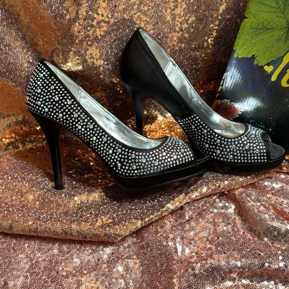 Rhinestone peep toe pumps - Picture 2 of 2
